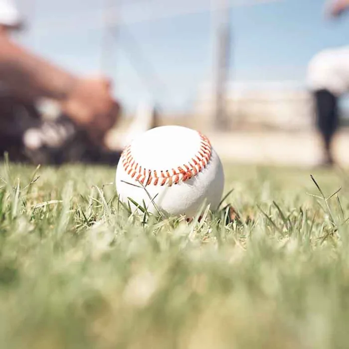 Pelota de beisbol sobre el cesped