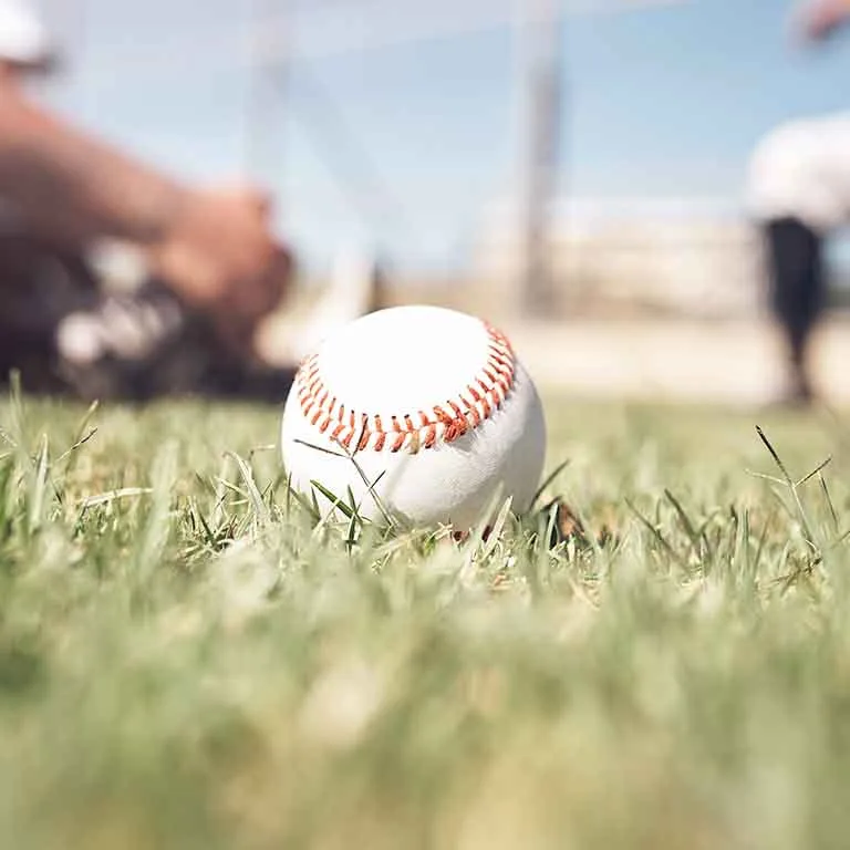 Pelota de beisbol sobre el cesped